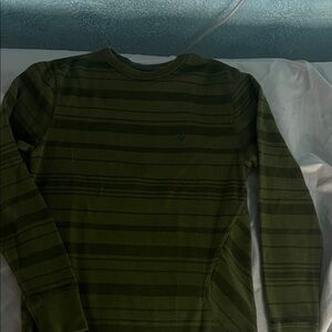 Volcom Olive Striped Long Sleeve Tee